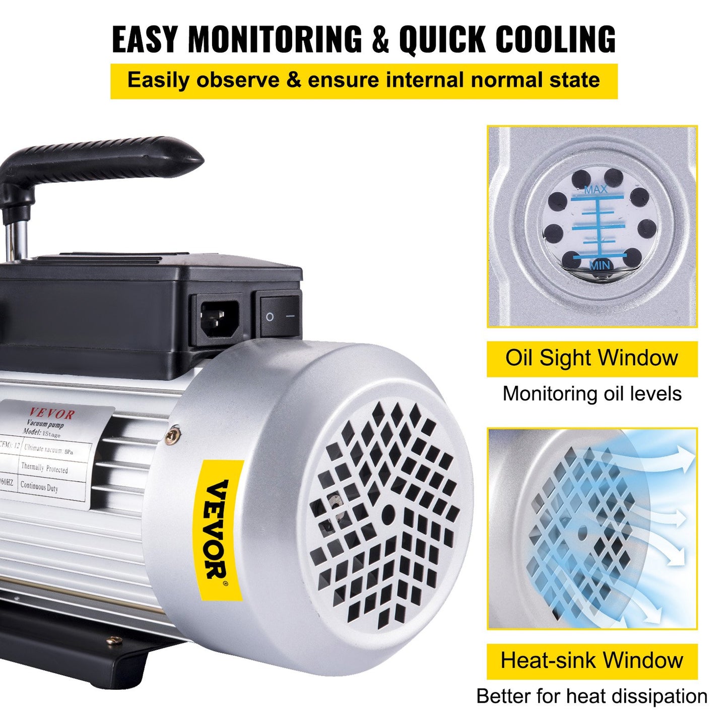 Vacuum Pump Single Stage 717 L/min(12CFM) 340 L/min Inlet port 1/4