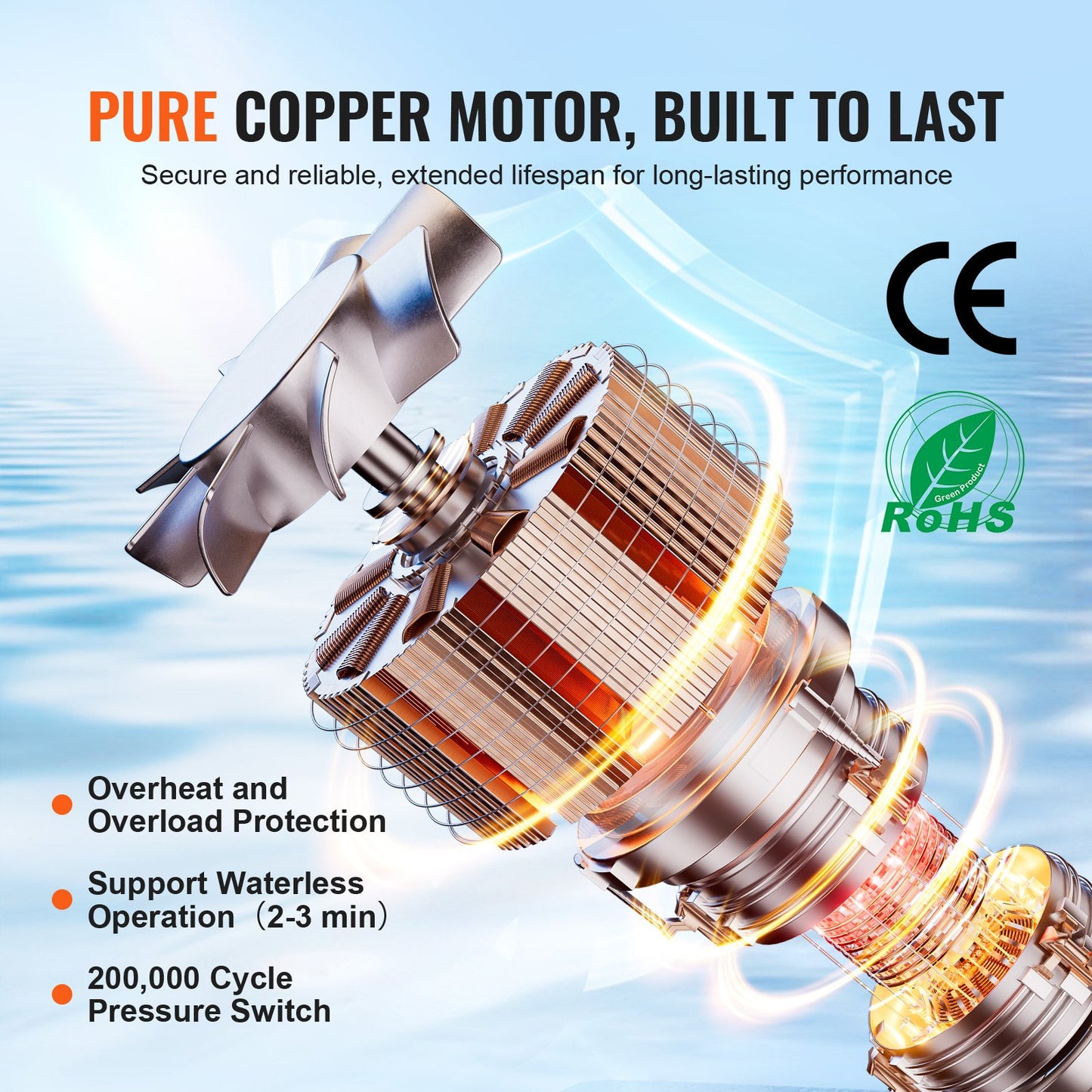 12V Diaphragm Pump, 1.8 GPM (6.81 L/min), 3-Chamber 12 Volt DC Water Pump with Automatic Pressure Switch 2.7-6.9 bar(40-100 PSI) Adjustable, 4 bar(60 PSI), 12.7mm(1/2") MNPT Port, for RV Yacht Food Truck Camper Marine