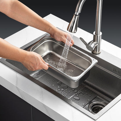 6 Pack Hotel Pans, 1/3 Size Anti-Jam Steam Pan, 0.8mm Thick Stainless Steel Restaurant Steam Table Pan, 4-Inch Deep Commercial Table Pan, Catering Storage Food Pan, for Industrial & Scientific