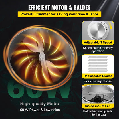 45,7 cm bordshydroponisk elektrisk bladtrimmer med 3 hastigheter och 6 extra blad
