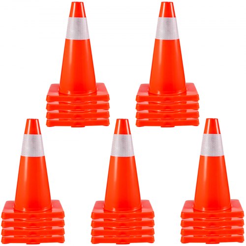 20Pack 18\" Traffic Cones, Safety Road Parking Cones PVC Base, Orange Traffic Cone with Reflective Collars, Hazard Construction Cones for Home Traffic Parking