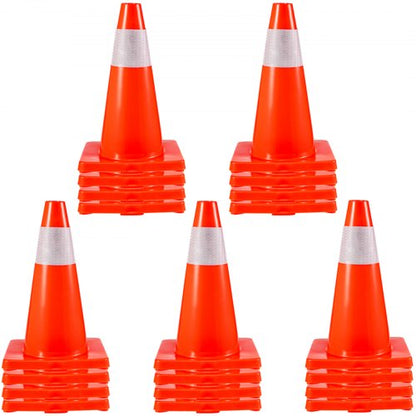 20Pack 18\" Traffic Cones, Safety Road Parking Cones PVC Base, Orange Traffic Cone with Reflective Collars, Hazard Construction Cones for Home Traffic Parking