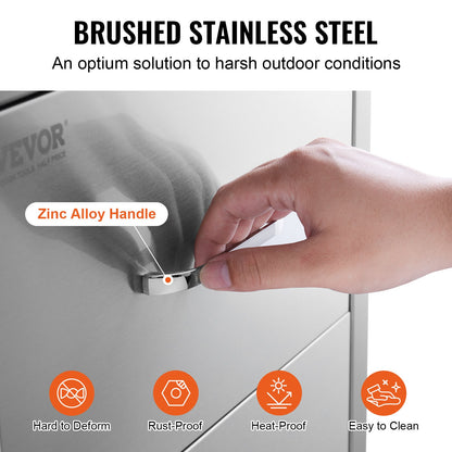 Utomhuskökslådor 18B x 20,6H x 12,7D tum, infällda dubbla grilllådor i rostfritt stål med handtag, grillö för utomhuskök eller uteplatsgrillstation