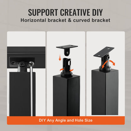 Cable Railing Post 36x2x2in/91.4x5.1x5.1 cm Steel Railing Post Without Holes 1-Pack Black