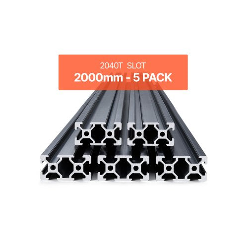 5PCS 78.7 in (2000mm) T Slot 2040 Aluminum Extrusion Profile, European Standard Anodized Linear Rail, High-Strength Extruded Aluminum Rail for 3D Printer, CNC Machine DIY, Laser Engraving, Black