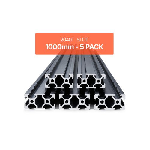 5PCS 39.4 in (1000mm) T Slot 2040 Aluminum Extrusion Profile, European Standard Anodized Linear Rail, High-Strength Extruded Aluminum Rail for 3D Printer, CNC Machine DIY, Laser Engraving, Black