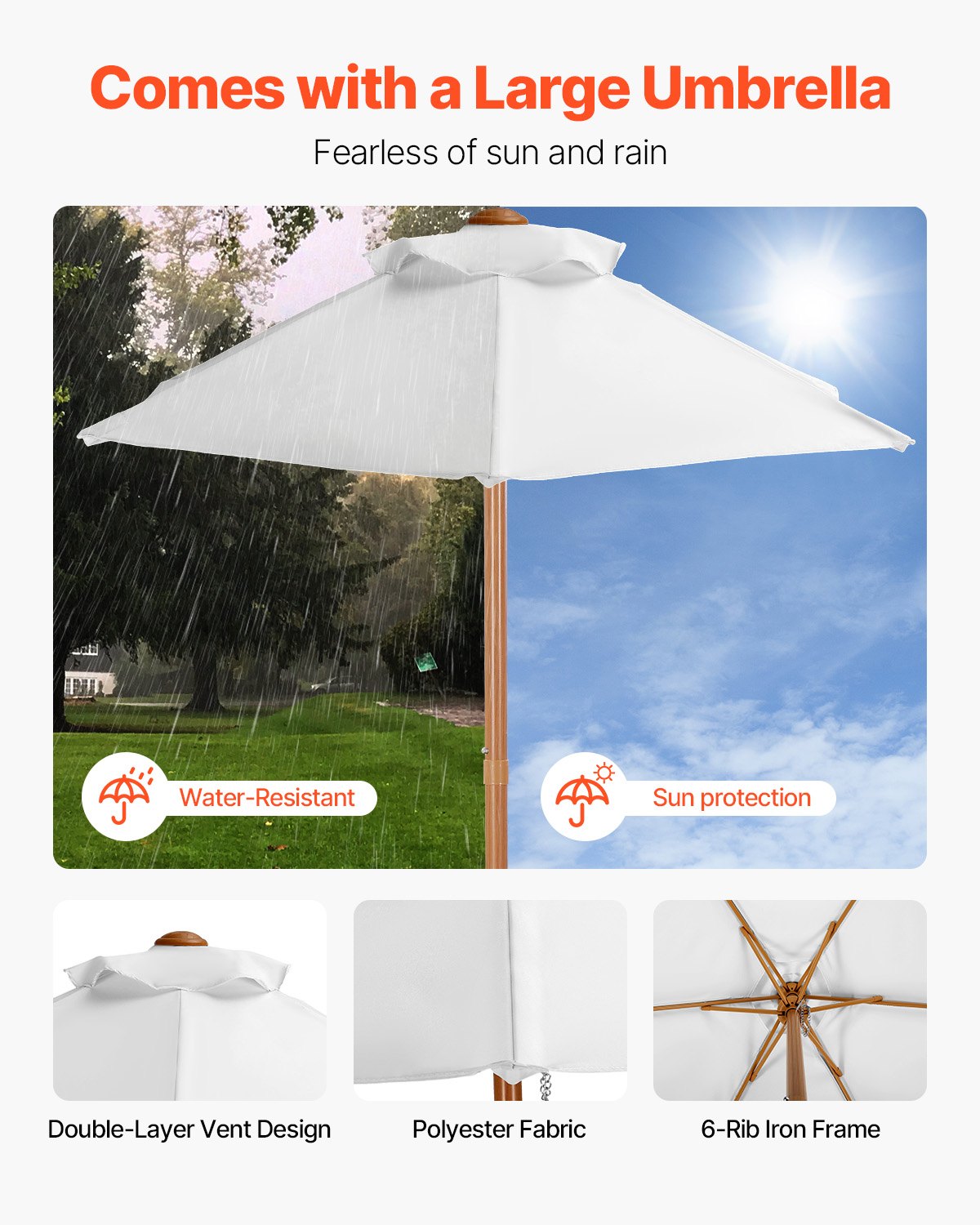 Picknickbord för barn med parasoll, 3-i-1 sand- och vattenbord, utomhusset med träbord och bänk med 2 brickor, utemöbler för 4 personer för trädgård, bakgård och veranda (valnöt)