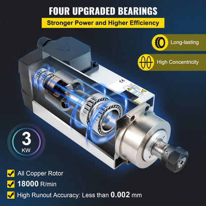 3,0 kW 220 V luftkyld spindelmotor CNC luftkylningsspindelmotor för CNC-gravyrfräsmaskin