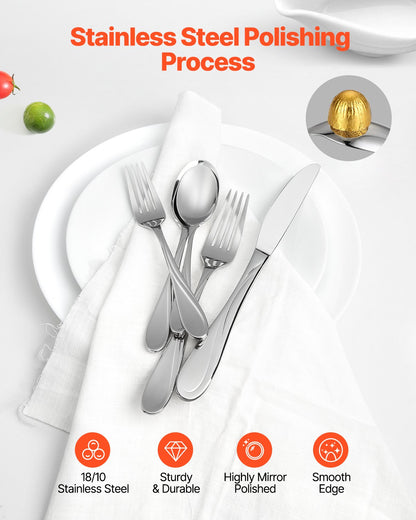 30-Piece Silverware Set, Food-Grade Stainless Steel Flatware Utensils, Mirror Finished Cutlery Set, Dishwasher Safe Eating Tableware for Kitchen Home, Service for 6, Include Knife Fork Spoon