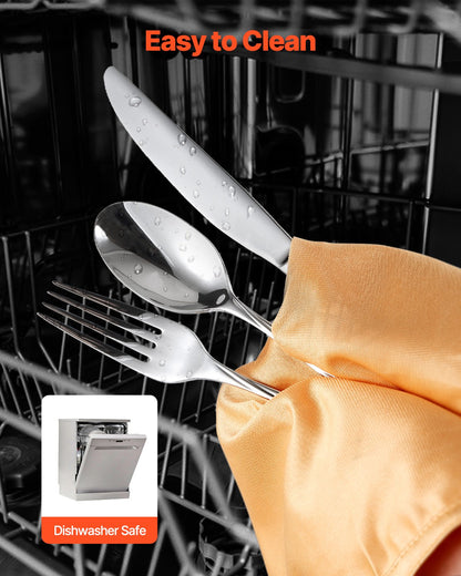 45-Piece Silverware Set, Food-Grade Stainless Steel Flatware Utensils, Mirror Finished Cutlery Set, Dishwasher Safe Eating Tableware for Kitchen Home, Service for 8, Include Knife Fork Spoon