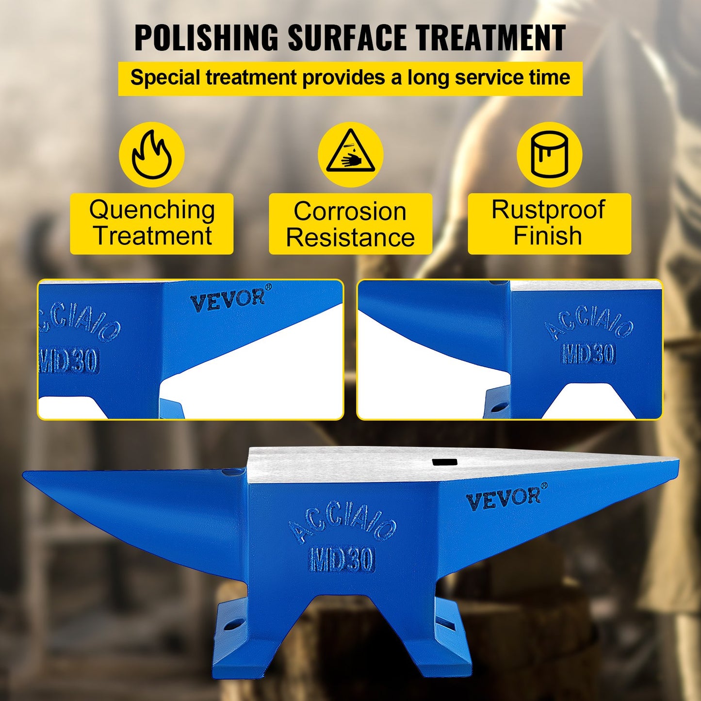 Mohornhornstäd, stålstäd Smedevikt 30 kg/66,1 pund, smedstäd stålstäd runt horn metallbearbetning stålstäd smed hårdhål