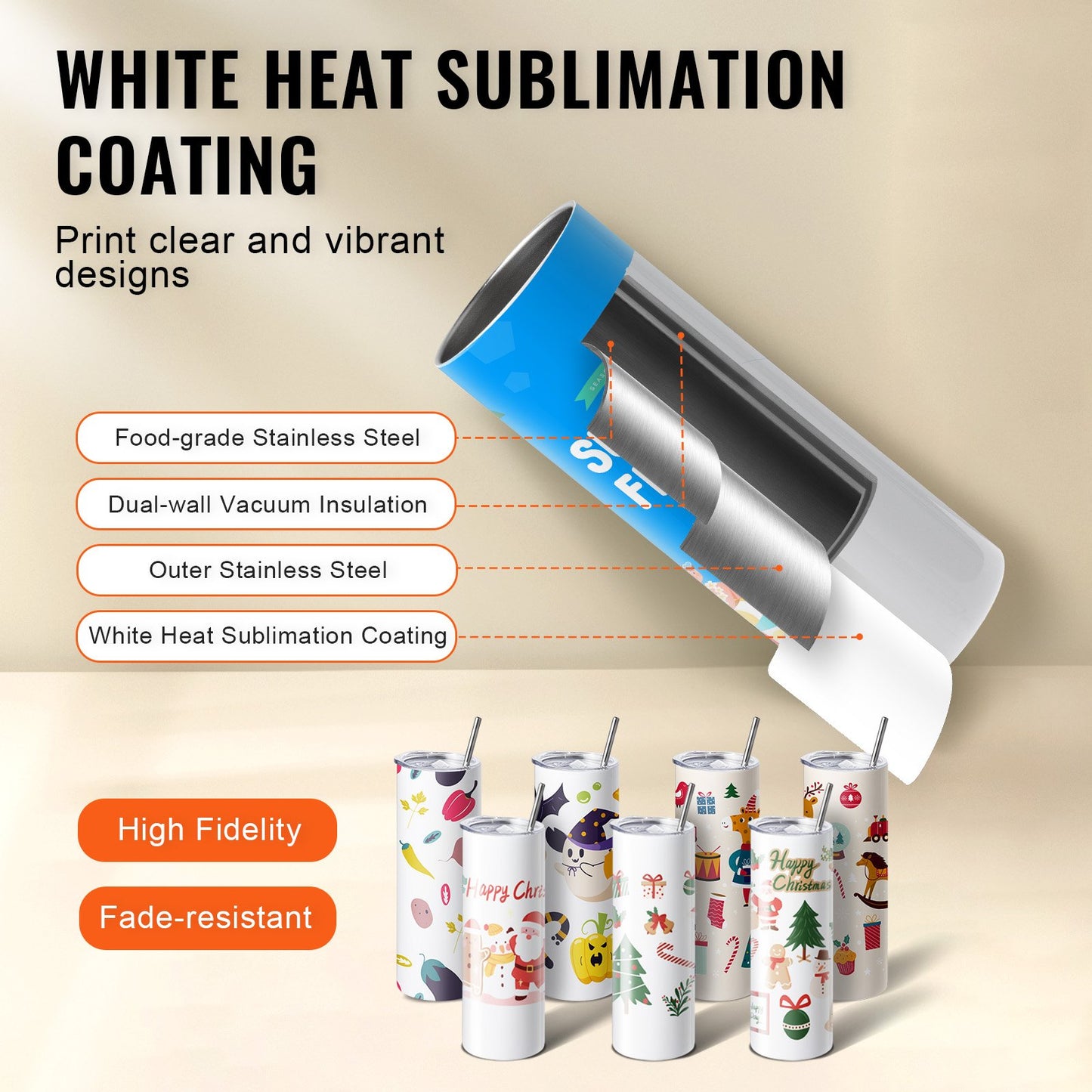 Tumbler Heat Press Machine and Sublimation Tumblers, Tumbler Press Set with 8pcs 20OZ Blank Tumblers, Mug Press Cup Press for 11-30oz Tumblers Mug, with Heat Transfer Paper, Gloves, Tape