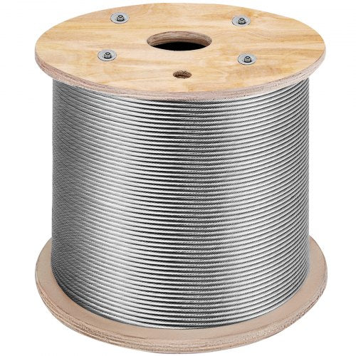 T316 Stainless Steel Wire Rope Cable High Strength Tension Flexible Stainless Steel Cable OD 3.2MM Length 1000Ft 11.14KN Cable Railing(300M)
