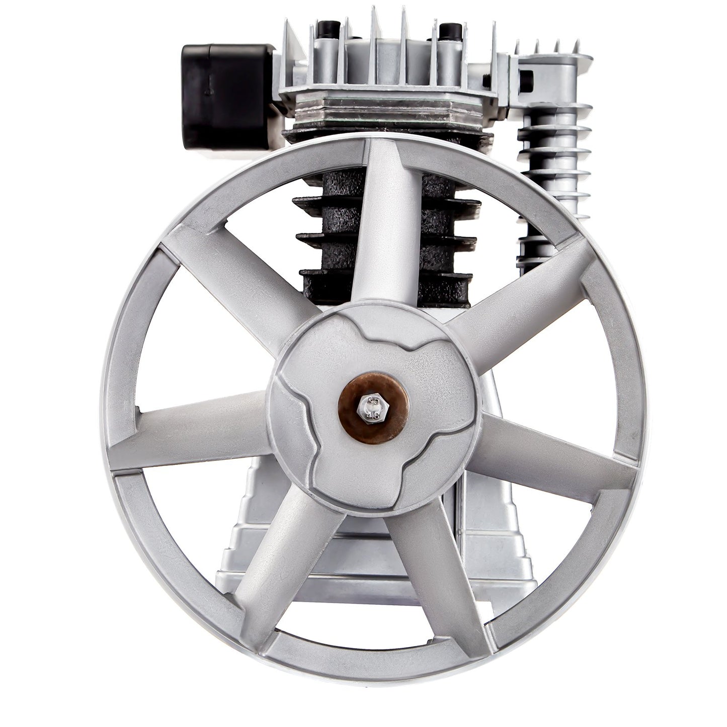 Industriell 3HP luftkompressorhuvudpumpmotor 160PSI 1300/min Enstegs dubbelcylindrig aluminiumluftkompressorhuvud Kolvformad stänksmörjningspump Enstegs