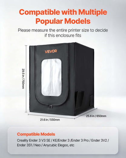 3D Printer Enclosure, Dustproof Waterproof Oxford Cloth 3D Printer Tent, Constant Temperature Protective Case with LED Lighting, Compatible with Creality/ELEGOO/Anycubic Multiple Popular Models