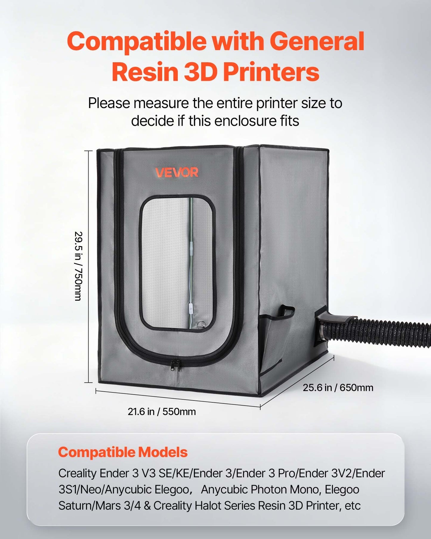 3D Printer Enclosure with Ventilation, Dustproof Waterproof Oxford Cloth Resin 3D Printer Tent, Constant Temperature Protective Case with LED, Compatible with Photon Mono/Mars 3, FDM/LCD Printer