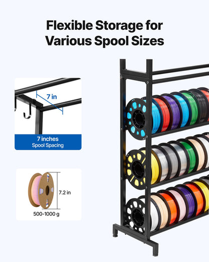 3D Printer Filament Storage Rack, 7 Tier Heavy Duty Storage Shelves for 3D Printing Filaments, Filament Spool Holders Racks for 3D Printing Studio, Home Studio, Office, Workshop (Shelf Only)