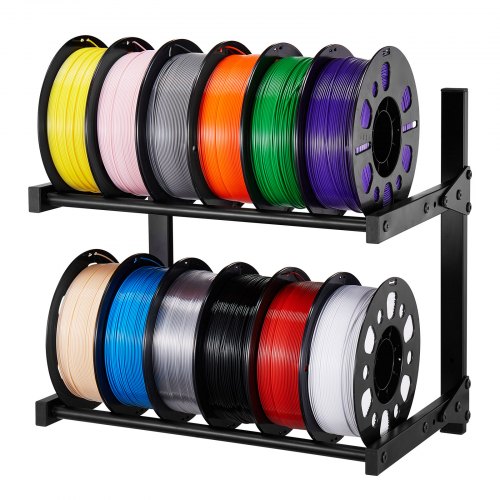 Wall Mount Printer Filament Storage Rack, 2-Tier Wall Bracket Storage Shelf, Rolling Filament Spool Holders Racks with Wheels, Filaments Organzied for 3D Printing Studio, Workshop (Shelf Only)