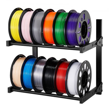 Wall Mount Printer Filament Storage Rack, 2-Tier Wall Bracket Storage Shelf, Rolling Filament Spool Holders Racks with Wheels, Filaments Organzied for 3D Printing Studio, Workshop (Shelf Only)