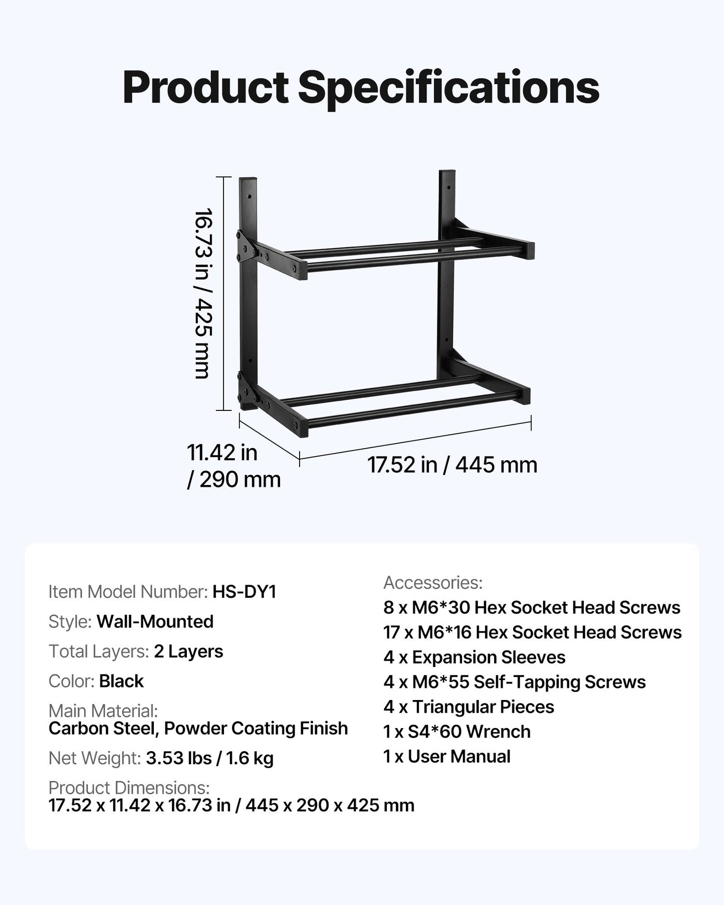 Wall Mount Printer Filament Storage Rack, 2-Tier Wall Bracket Storage Shelf, Rolling Filament Spool Holders Racks with Wheels, Filaments Organzied for 3D Printing Studio, Workshop (Shelf Only)