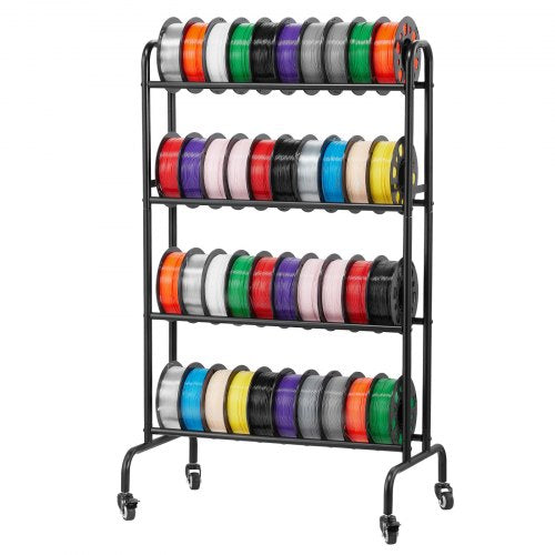 3D Printer Filament Storage Rack, 4 Tier Heavy Duty Storage Shelf, Rolling Filament Spool Holders Racks with Wheels, Filaments Organzied for 3D Printing Station, Office, Workshop (Shelf Only)