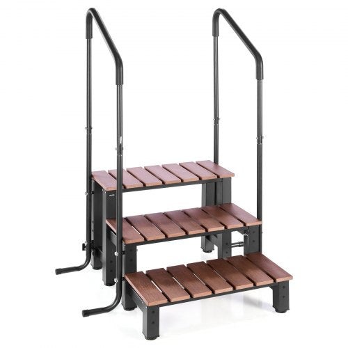 Stege för bubbelpool med ledstång, 3-stegs spa-utomhustrappa, kraftig 640,1 mm bred ovanmarks-/uppblåsbar poolstege med 249,5 kg viktkapacitet, mångsidig för veranda, uteplats, däck, husvagnar