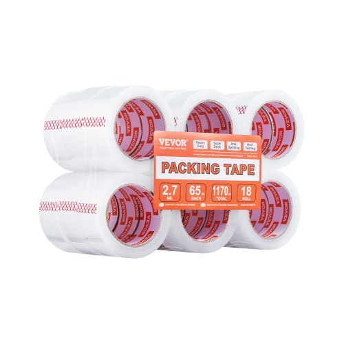 Clear Packing Tape, 3 inches Core, 18 Rolls 1.88 Inches x 65 Yards Packing Tape, 2.7 Mil Thick, Heavy Duty Packaging Tape Designed for Moving, Storage and Packing, Shipping and Mailing, Office