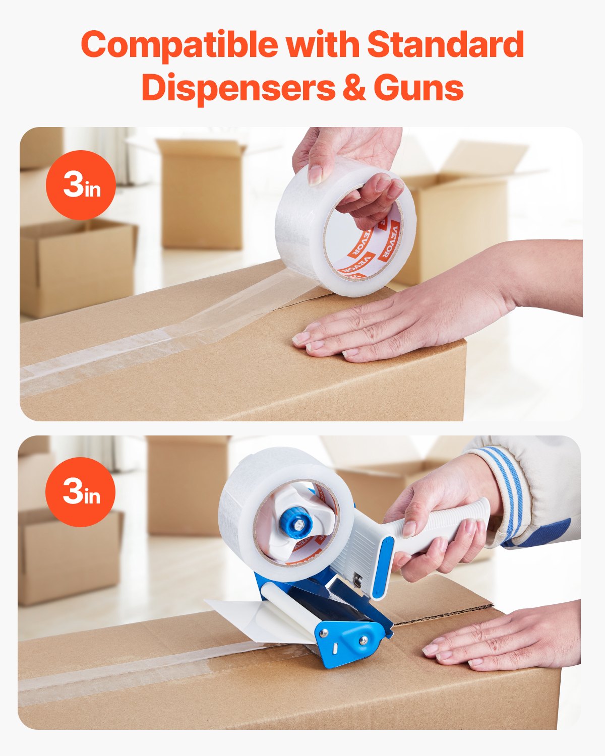 Genomskinlig packtejp, 7,5 cm kärna, 24 rullar 4,8 cm x 65 yards packtejp, 7,2 mm tjock, kraftig packtejp utformad för flytt, förvaring och packning, frakt och utskick, kontor