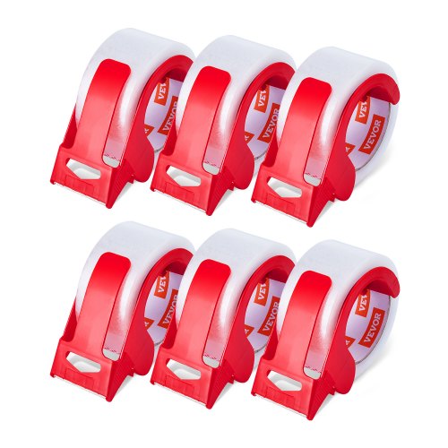 Genomskinlig packtejp, 7,5 cm kärna, 6 rullar 4,8 cm x 65 yards packtejp med dispenser, 2,7 mil kraftig packtejp utformad för flytt, förvaring och packning, frakt och utskick