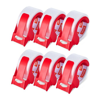 Genomskinlig packtejp, 7,5 cm kärna, 6 rullar 4,8 cm x 65 yards packtejp med dispenser, 2,7 mil kraftig packtejp utformad för flytt, förvaring och packning, frakt och utskick