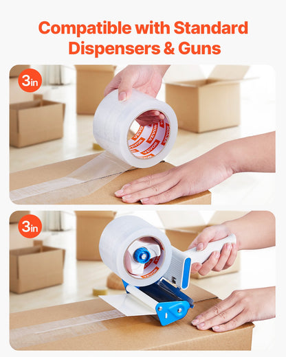 Genomskinlig packtejp, 7,5 cm kärna, 6 rullar 7,5 cm x 65 yards packtejp, 2,7 mil tjock, kraftig packtejp utformad för flytt, förvaring och packning, frakt och utskick, kontor