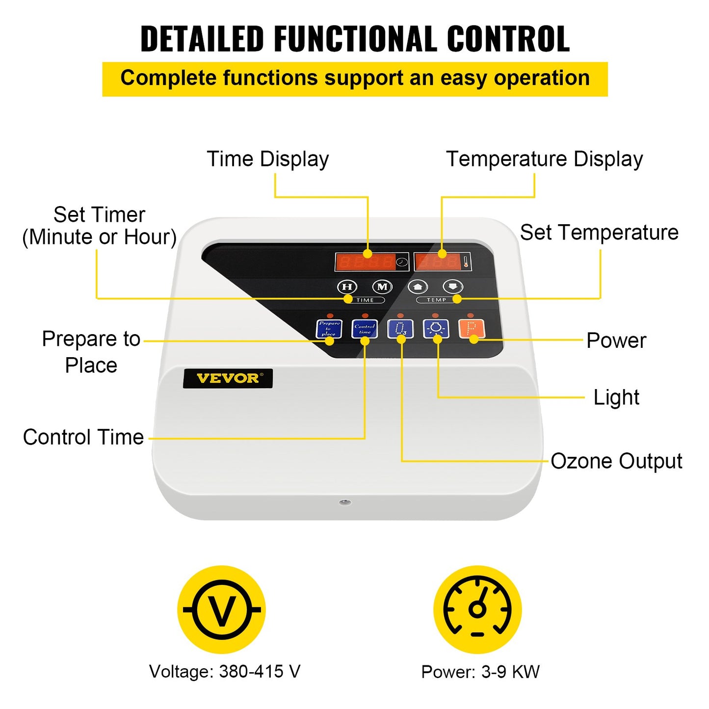 External Sauna Heater Controller for 3KW-9KW Sauna Heaters Control Unit Sauna Stove Controller 104-221℉ Time Temperature