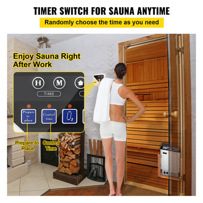 External Sauna Heater Controller for 3KW-9KW Sauna Heaters Control Unit Sauna Stove Controller 104-221℉ Time Temperature