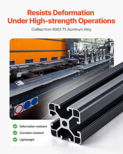 4 st. 39,4 tum (1000 mm) T-spår 4040 aluminiumprofil, anodiserad linjär skena enligt europeisk standard, höghållfast extruderad aluminiumskena för 3D-skrivare, CNC-maskin DIY, lasergravering, svart