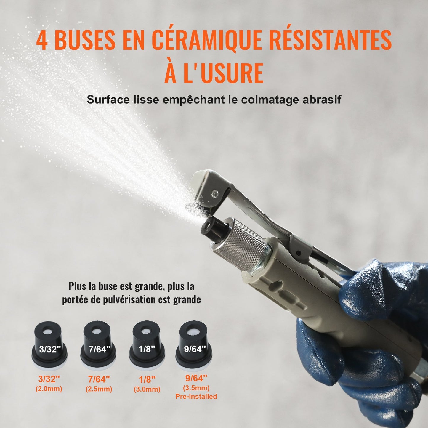 10Gal/40L Sandblaster Equipped with Nozzle Shut-Off Valve Pressure Gauge Ceramic Nozzle 2.5m Hose Filling Funnel Watertrap 6\" Rubber Wheels Grit Power Sand Blasters Portable Sandblasting Equipm