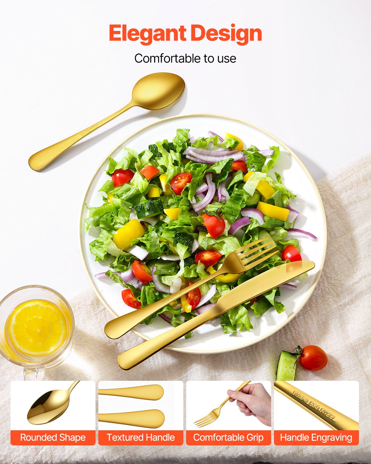 100-Piece Gold Silverware Set, Food-Grade Stainless Steel Flatware Utensils for 20, Mirror Finished Cutlery Set, Dishwasher Safe Eating Tableware for Kitchen Home, Include Knife Fork Spoon