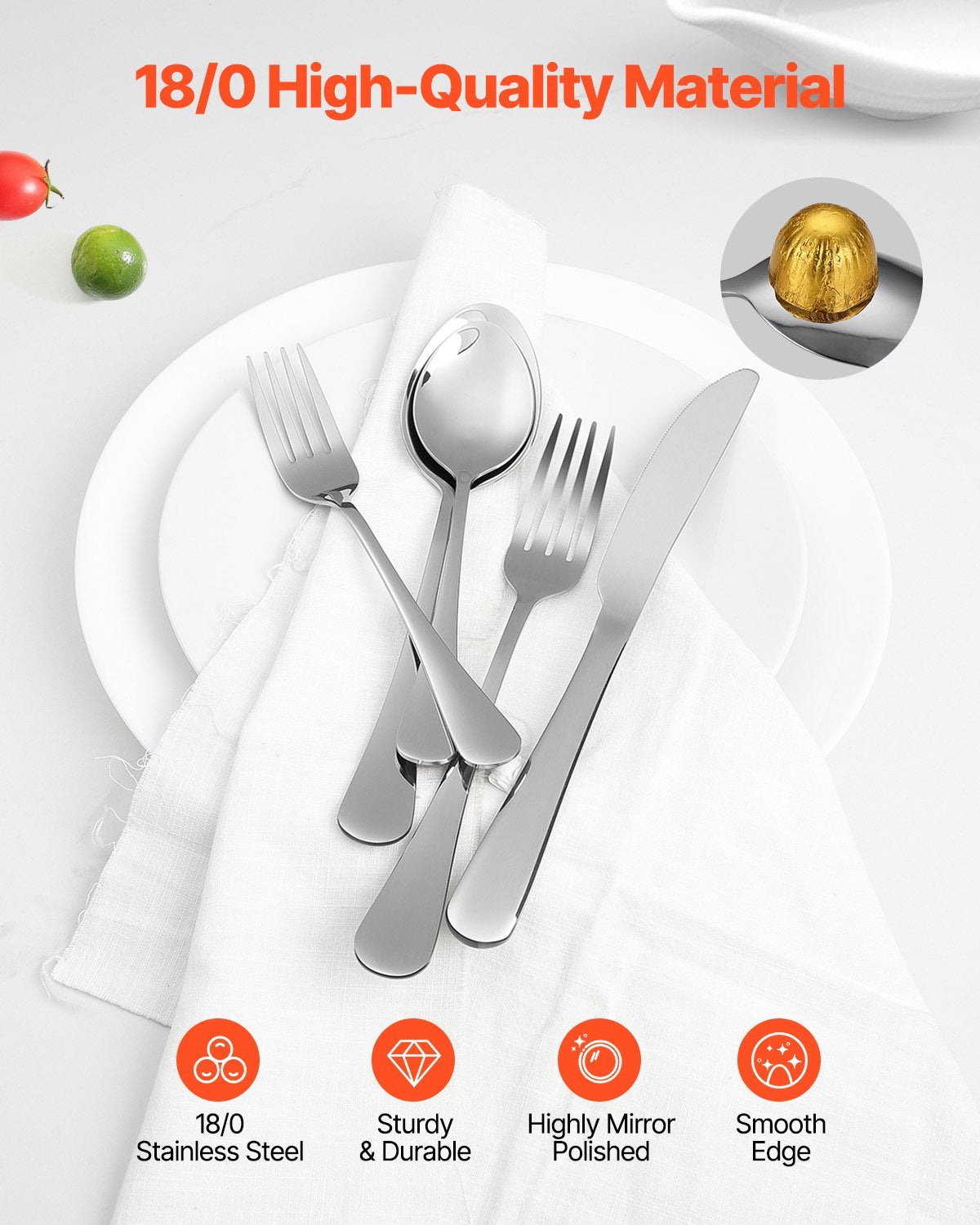 30-Piece Silverware Set, Food-Grade Stainless Steel Flatware Utensils, Mirror Finished Cutlery Set, Dishwasher Safe Eating Tableware for Kitchen Home, Service for 6, Include Knife Fork Spoon