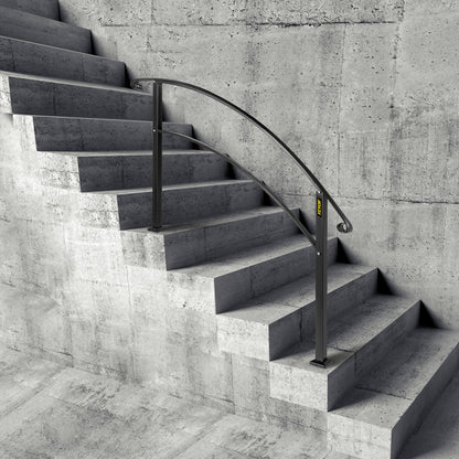 4-stegsledstång passar 1 eller 4 steg mattsvart trappstång smidesjärnsledstång med installationskit ledstänger för utomhustrappor