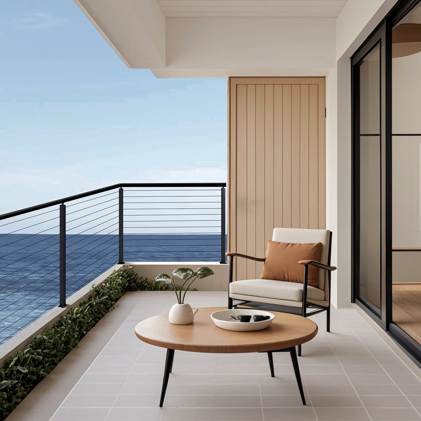 4-pack kabelräckesstolpe, 42x1x2 tum horisontellt hål för däckräcke med förborrade hål, kabelräckesstolpe i rostfritt stål med horisontellt och böjt fäste, svart, 4JZLGZXHS106REP67001V0