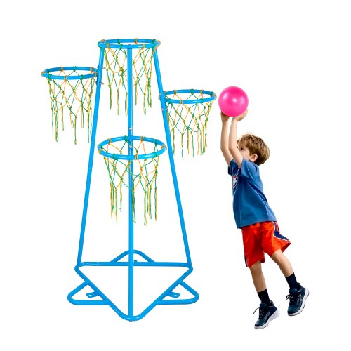 Kids Basketball Hoop, 4-Hoop Child Basketball Hoops, Portable Basketball Stand with Adjustable Heights and 3 Balls, Indoor and Outdoor Basketball Toy Set for Children of All Ages, Boys & Girls