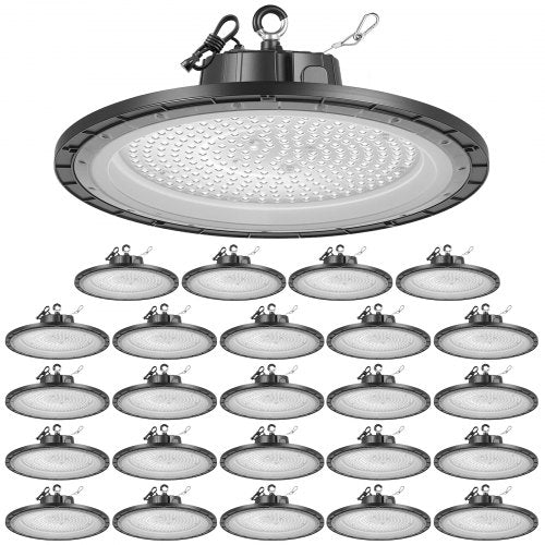 20 Pack LED High Bay Lights, 5000K 150W 21000LM Super Bright UFO LED Warehouse Shop Lights, IP65 Waterproof, 100-277V Wide Voltage for Warehouse Workshop Factory Gym Garage Barn, Black