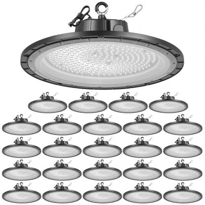 20 Pack LED High Bay Lights, 5000K 150W 21000LM Super Bright UFO LED Warehouse Shop Lights, IP65 Waterproof, 100-277V Wide Voltage for Warehouse Workshop Factory Gym Garage Barn, Black