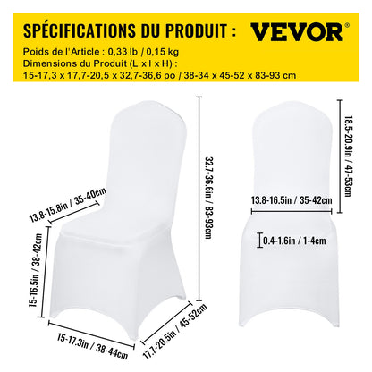 Stretch Spandex Folding Chair Covers, Universal Fitted Chair Cover, Removable Washable Protective Slipcovers, for Wedding, Holiday, Banquet, Party, Celebration, Dining (50PCS White)