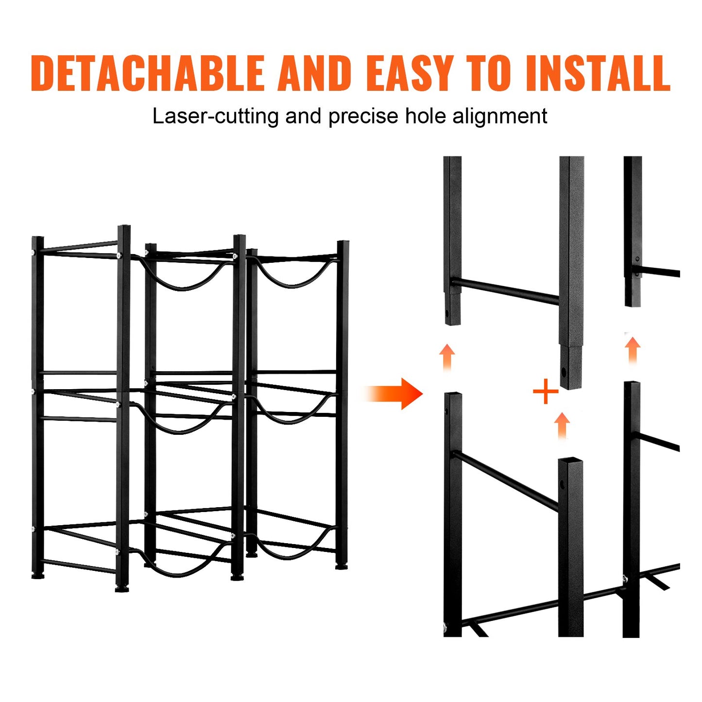 3-våningars vattenkannahållare, 5-gallons vattenflaskhållare, dubbelradig vattenflaskställ för 6 flaskor, kraftig vattenkannaställ för kök, kontor, vardagsrum, svart