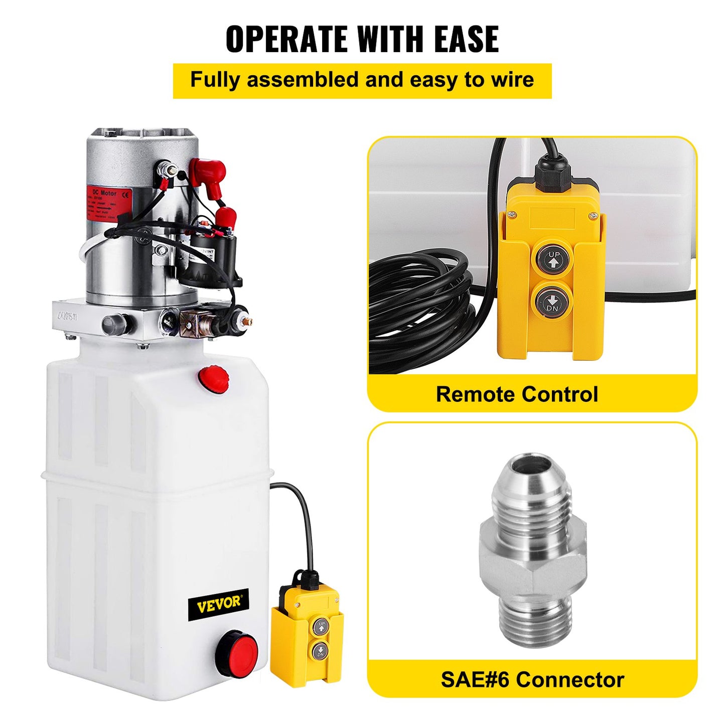 Mophorn 6-liters hydraulaggregat enkelverkande hydraulpump tippvagn 12V DC med 6-liters metallbehållare hydraulaggregat för billyft