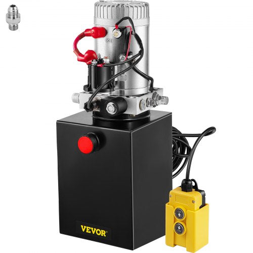 6L Hydraulic Pump Single-Acting Hydraulic Unit Dc12V, Single Acting Hydraulic Power Pack Tank Hand Pump 6 Quart 3200 PSI Max 6 Port Connector
