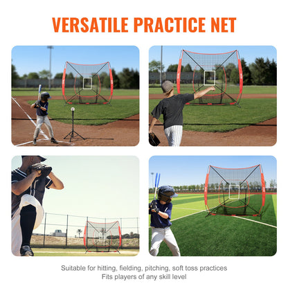7x7 fot baseboll softboll träningsnät, bärbart basebollträningsnät för att slå, slag och fånga, backstop basebollutrustning träningshjälpmedel med slagzon (endast nät)