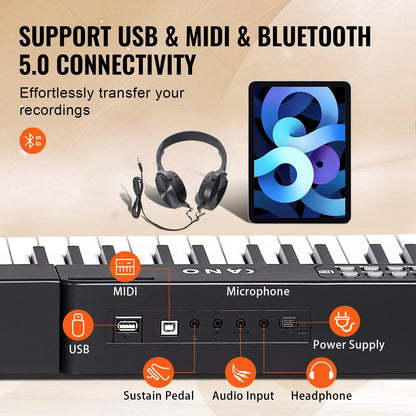 88 Key Digital Piano Keyboard, Semi Weighted Keys, Full Size Electric Keyboard Piano Set with Adjustable Stand Built-In Speakers Sustain Pedal Headphones, Bluetooth MIDI USB for Beginners