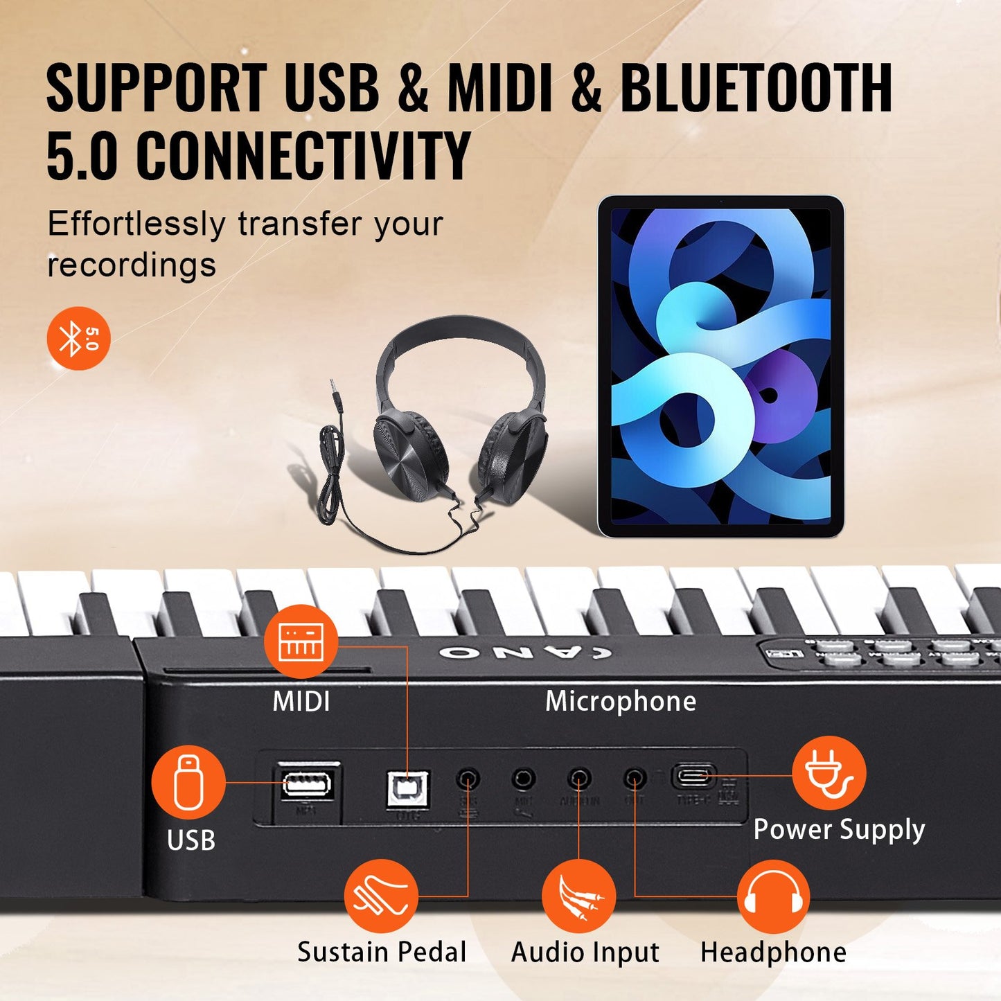 88 Key Digital Piano Keyboard, Semi Weighted Keys, Full Size Electric Portable Keyboard Piano Set with 1000 Tones Built-In Speakers Sustain Pedal Headphones, Bluetooth MIDI USB for Beginners