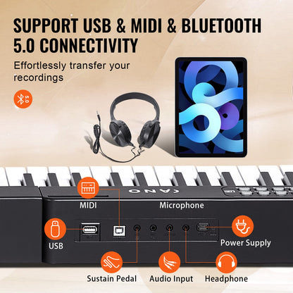 88 Key Digital Piano Keyboard, Semi Weighted Keys, Full Size Electric Portable Keyboard Piano Set with 1000 Tones Built-In Speakers Sustain Pedal Headphones, Bluetooth MIDI USB for Beginners
